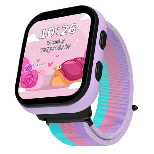 Smart Watch for Kids, 4G Kids Smartwatch Phone Touch Screen, Educational Games Pedometer Fitness Alarm Calculator Clock Camera Music Player, Suitable for Children Aged 4-10 Years Old,Purple