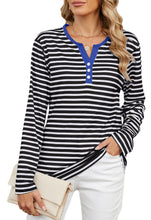 Load image into Gallery viewer, Zowgari Sweatshirts for Women Long Sleeve Tops Womens Striped Shirts V Neck Ladies Tunic Pullover