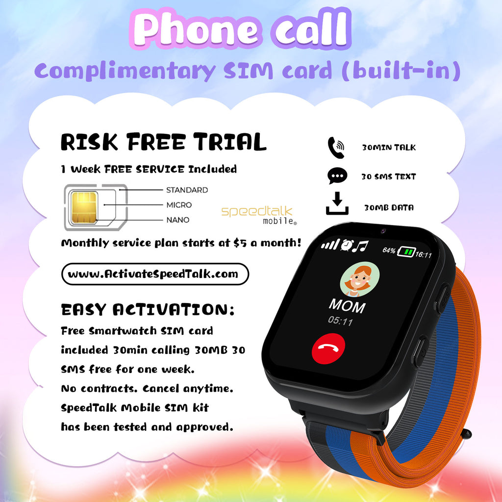 Smart Watch for Kids, 4G Kids Smartwatch Phone Touch Screen, Educational Games Pedometer Fitness Alarm Calculator Clock Camera Music Player, Suitable for Children Aged 4-10 Years Old,Black