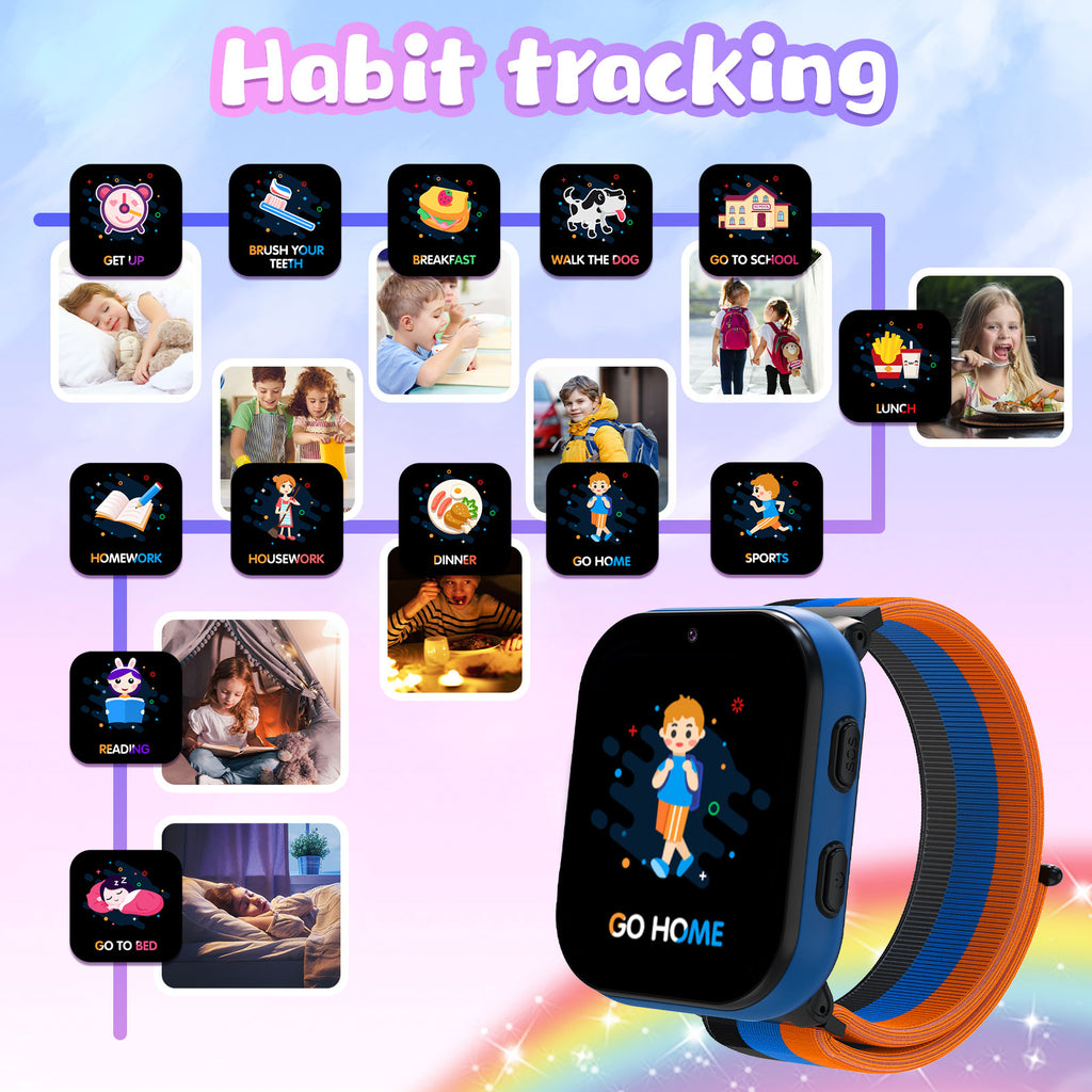 Smart Watch for Kids, 4G Kids Smartwatch Phone Touch Screen, Educational Games Pedometer Fitness Alarm Calculator Clock Camera Music Player, Suitable for Children Aged 4-10 Years Old, Blue