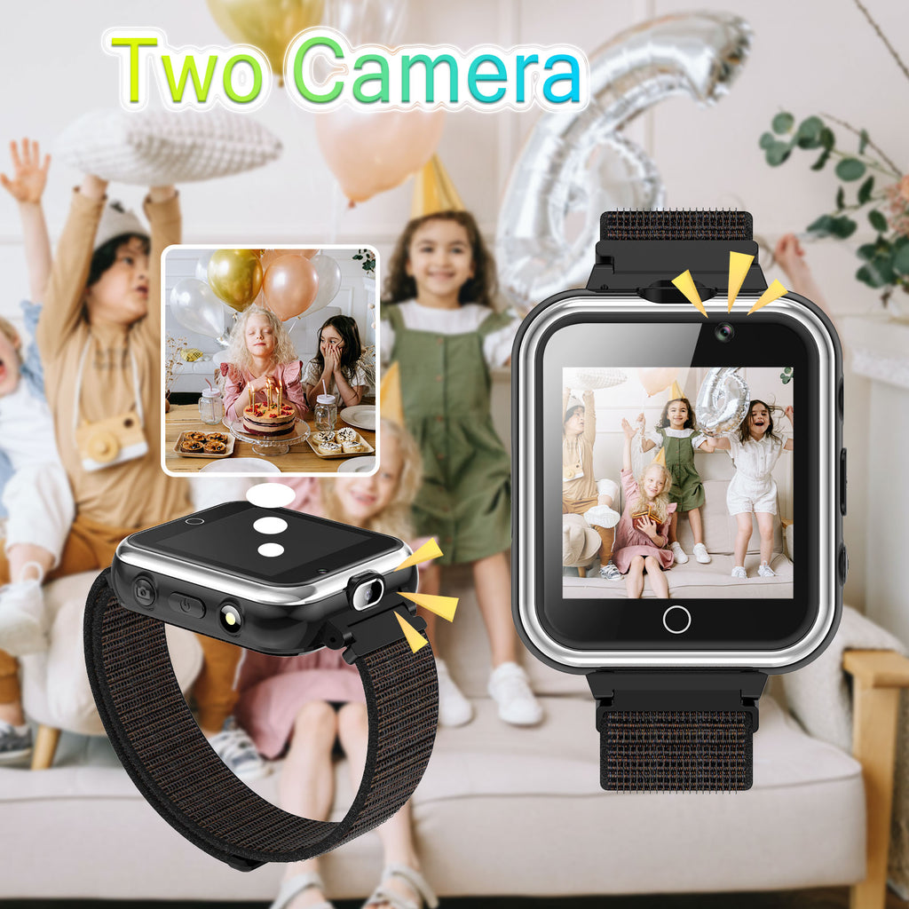 PTHTECHUS X32 1.54" Kids Smart Watch for Boys Girls Kids Smartwatch Black