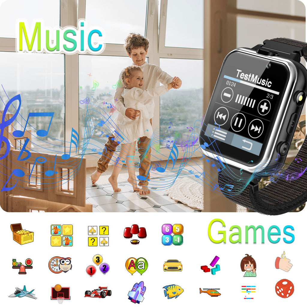 PTHTECHUS X32 1.54" Kids Smart Watch for Boys Girls Kids Smartwatch Black