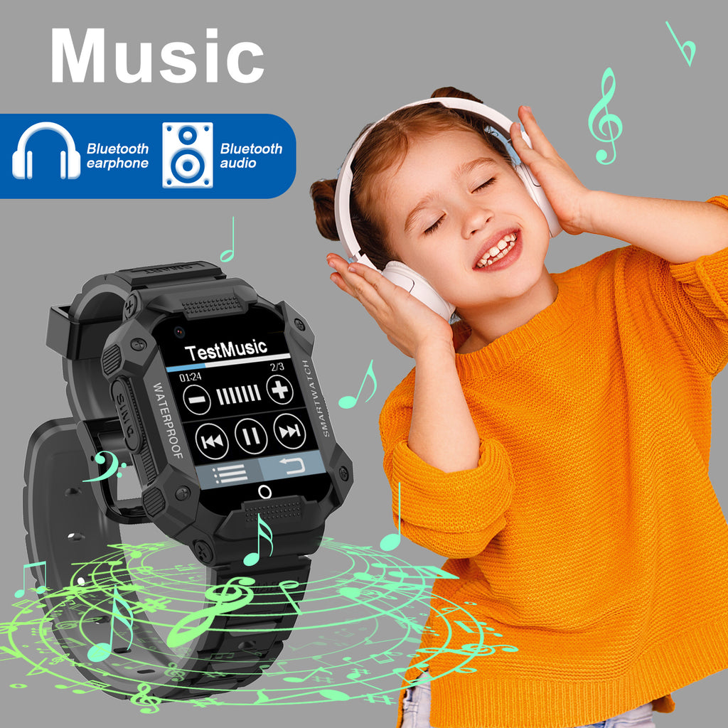 PTHTECHUS S07 Kids Smartwatch 4G with Phone GPS SOS Black