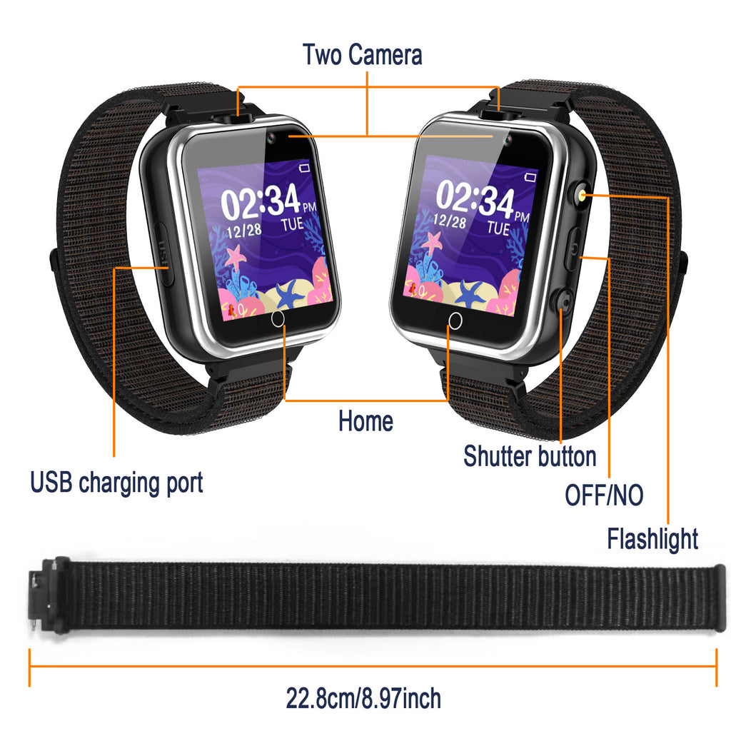 PTHTECHUS X32 1.54" Kids Smart Watch for Boys Girls Kids Smartwatch Black