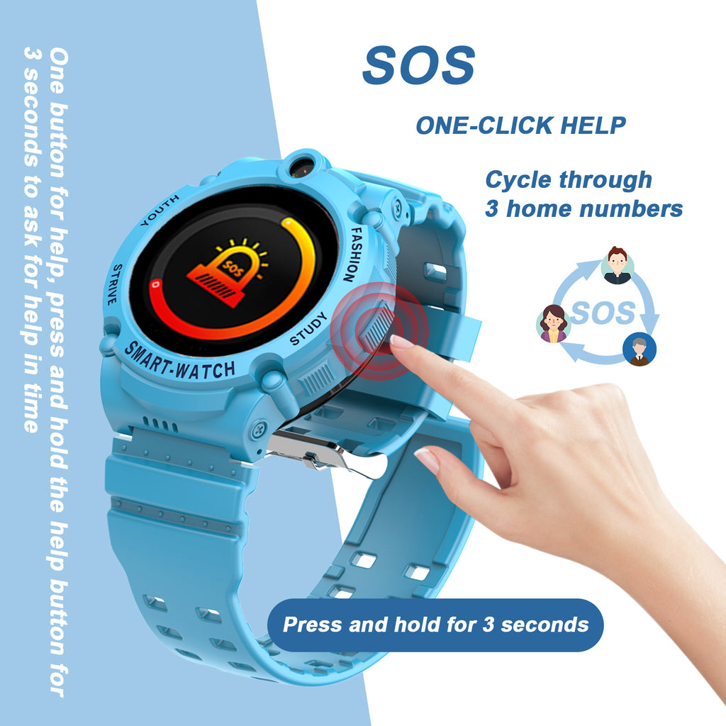 PTHTECHUS S02 Kids Smartwatch 4G with Phone GPS SOS Blue