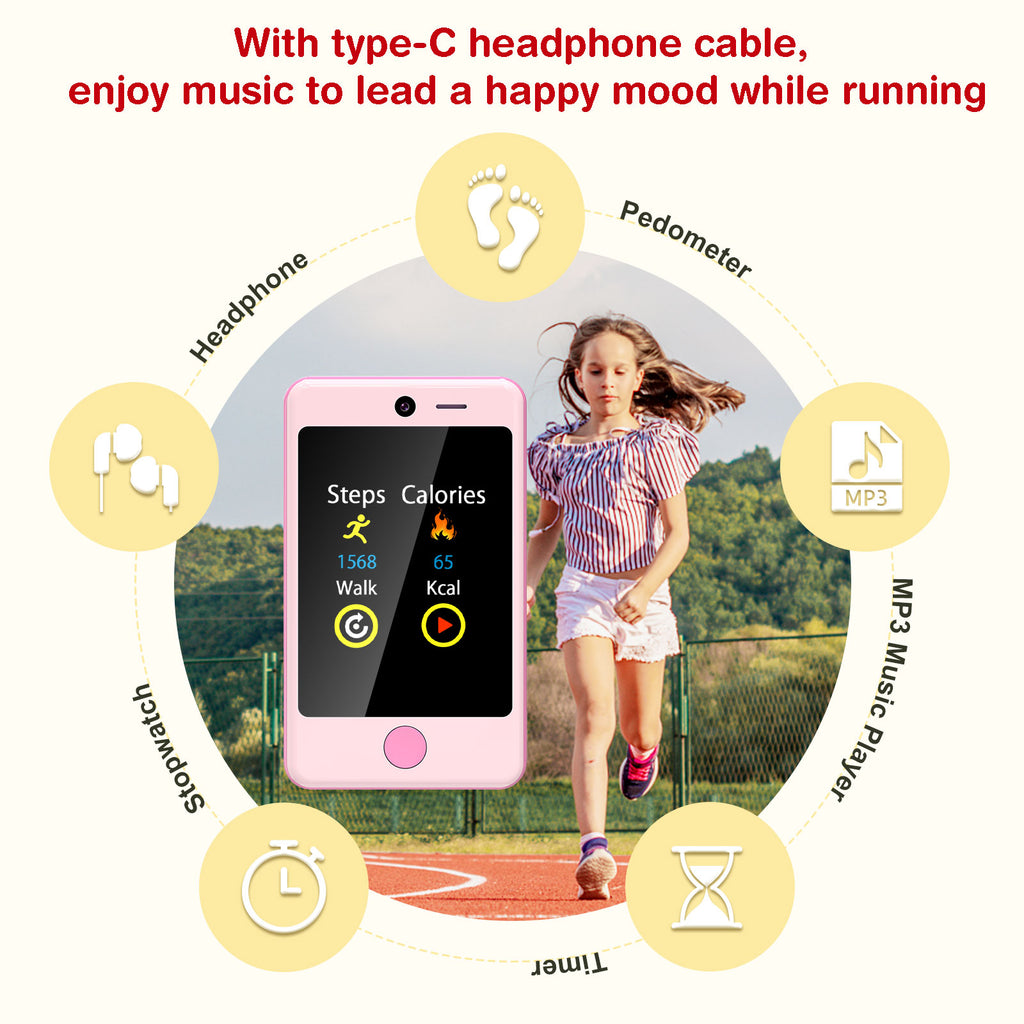 PTHTECHUS P1 2.8" Kids Toy Phone Toddler Phone with Dual Camerafor 3-7 Y/O Pink