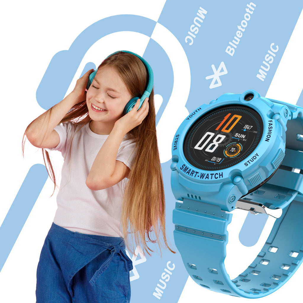 PTHTECHUS S02 Kids Smartwatch 4G with Phone GPS SOS Blue