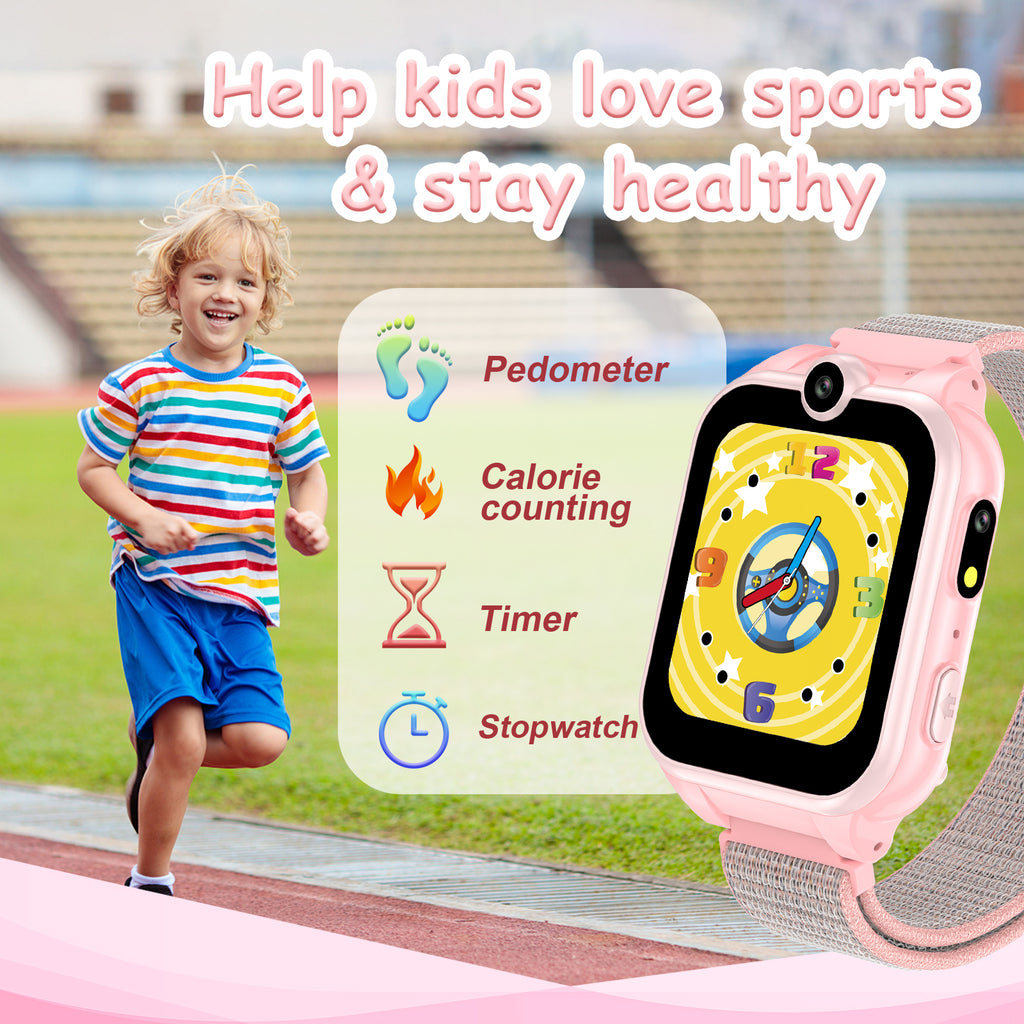 PTHTECHUS X16 1.54" Kids Smart Watch for Boys Girls Kids Smartwatch Pink