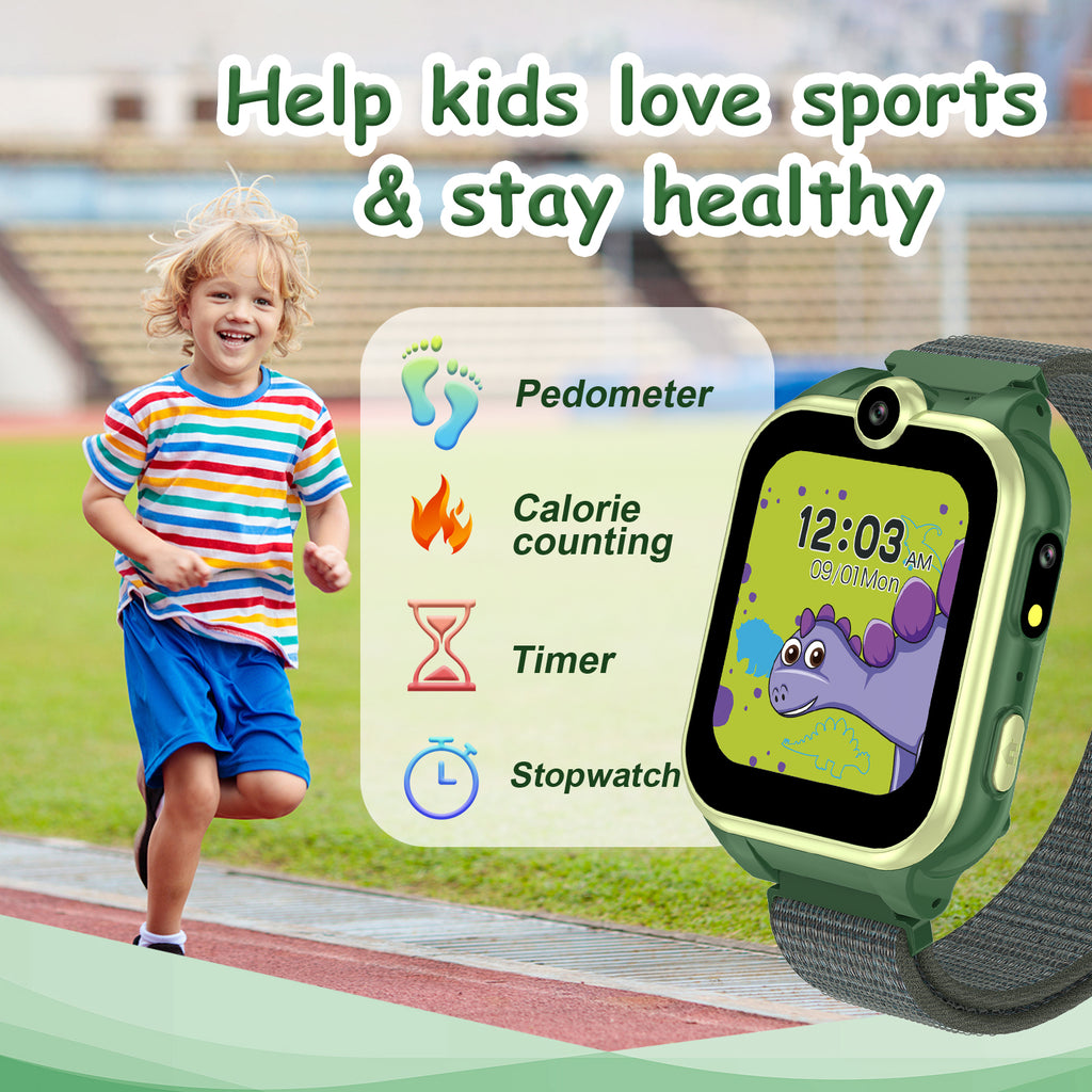 PTHTECHUS X16 1.54" Kids Smart Watch for Boys Girls Kids Smartwatch Green