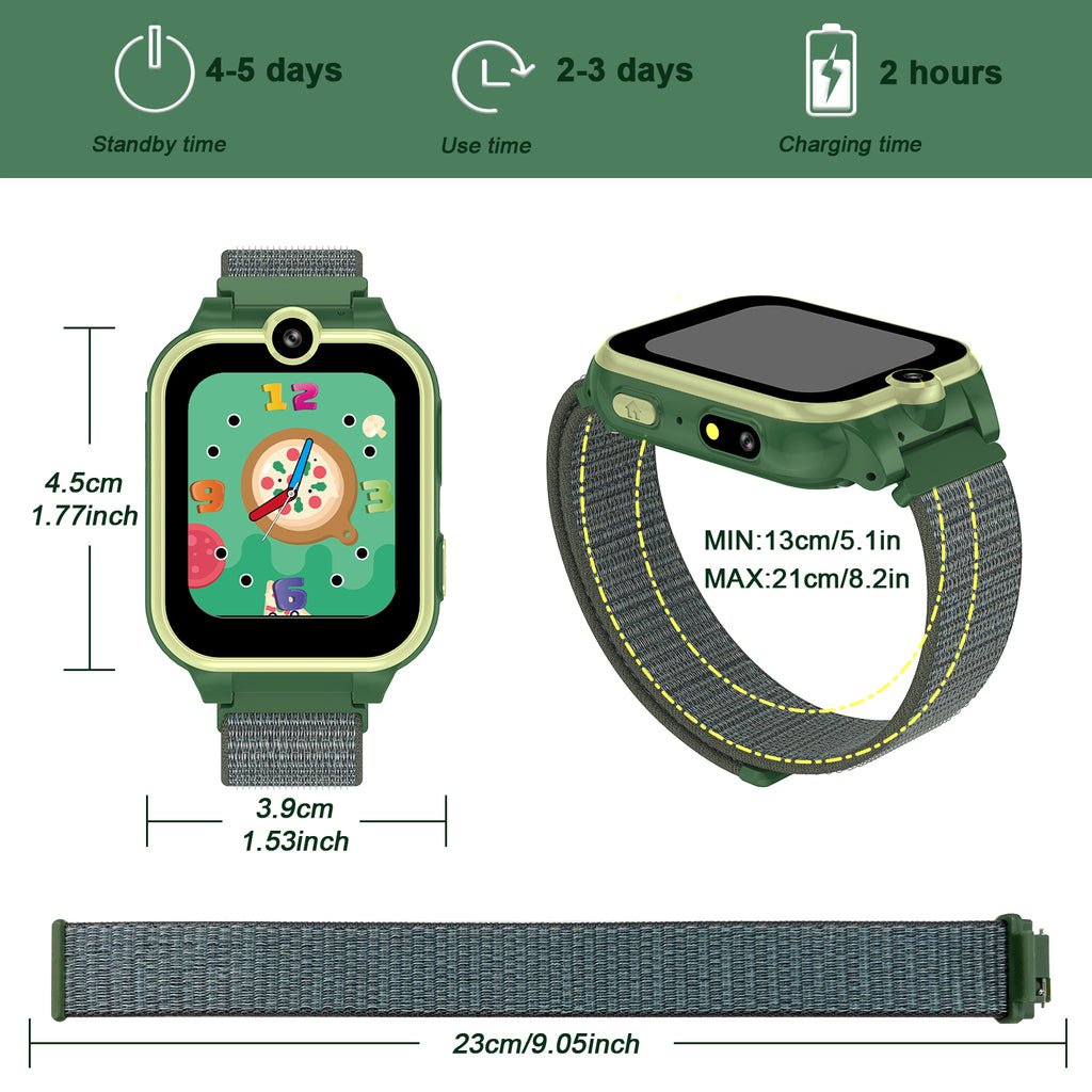 PTHTECHUS X16 1.54" Kids Smart Watch for Boys Girls Kids Smartwatch Green